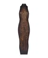 Jean Paul Gaultier Women Long Dress Double Layer Printed Wood In Brown