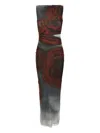 Jean Paul Gaultier The Long Red Blurry Tulle Maxi Dress In Multi