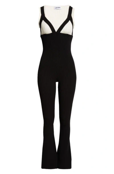 Jean Paul Gaultier The Madone Knit Jumpsuit In White/ Black