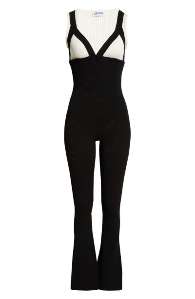 Jean Paul Gaultier The Madone Knit Jumpsuit In White & Black