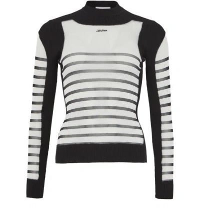 Jean Paul Gaultier The Mariniere Long Sleeves Mix Mesh Pullover In Multi