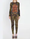 Jean Paul Gaultier Graphic Print Full-length Dress With Long Sleeves In Green