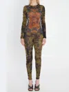 Jean Paul Gaultier Graphic Print Full-length Dress With Long Sleeves In Green