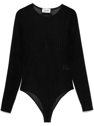 Jean Paul Gaultier The Morphing Pinstripe Bodysuit In Black