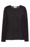 JEAN PAUL GAULTIER JEAN PAUL GAULTIER THE MORPHING PINSTRIPE FLOCKED LONG SLEEVE SHEER MESH TOP