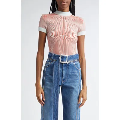 Jean Paul Gaultier The Morphing Pinstripe Short Sleeve Sweater