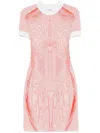 Jean Paul Gaultier Orange & Green 'the Morphing Pinstripes Jacquard' Minidress In Green