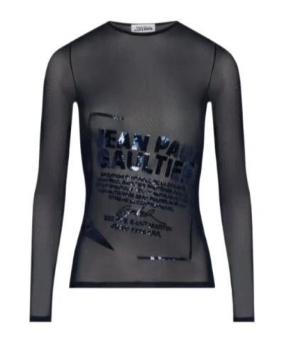 Jean Paul Gaultier The Navy Embroidered Top In Blue