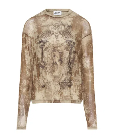 Jean Paul Gaultier The Oversized Beige Médaillon Top In Brown