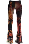 Jean Paul Gaultier Red Pigalle Mid-rise Flared Trousers In Black/red/orange/blue (red)