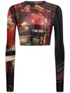 Jean Paul Gaultier Pigalle Mesh Long Sleeve Crop Top