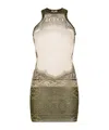 Jean Paul Gaultier Mesh Sleeveless Short Dress In Cartouche Print In Multicolor