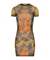 Jean Paul Gaultier Medallion Mesh Mini Dress In Multi