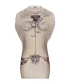 Shop Jean Paul Gaultier The Short Tattoo Rose And Bird Dress In Nude