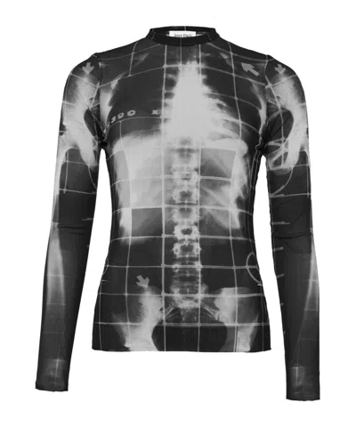 Jean Paul Gaultier The Squeletor Long Sleeves Mesh Top In Black