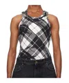 Jean Paul Gaultier The Strapped Tartan Tank Top In Black
