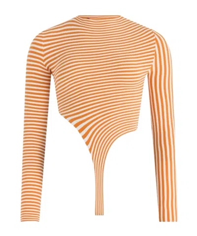 Jean Paul Gaultier The Striped Bodysuit In Orange