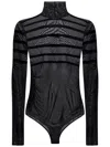 Jean Paul Gaultier Drapped Mesh Body With Flock Gaultier And Mariniere In Black