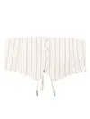 Jean Paul Gaultier Pinstripe Self-tie Stretch-wool Belt In Neutrals