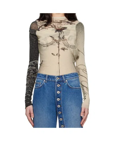 JEAN PAUL GAULTIER 'THE TATTOO ROSE AND BIRD' BODYSUIT