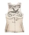 Jean Paul Gaultier Tattoo Print Double Layer Mesh Tank In Nude