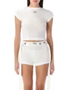 Jean Paul Gaultier White Cotton Crop T Shirt With Gaultier Logo In White