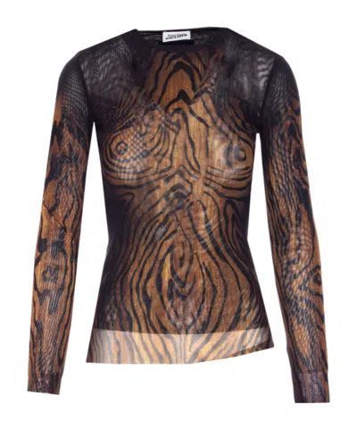 Jean Paul Gaultier Top The Wood In Tulle Stampato Donna In Multi