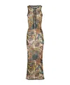 Jean Paul Gaultier Printed Lace-trimmed Mesh Maxi Dress In Multicolor