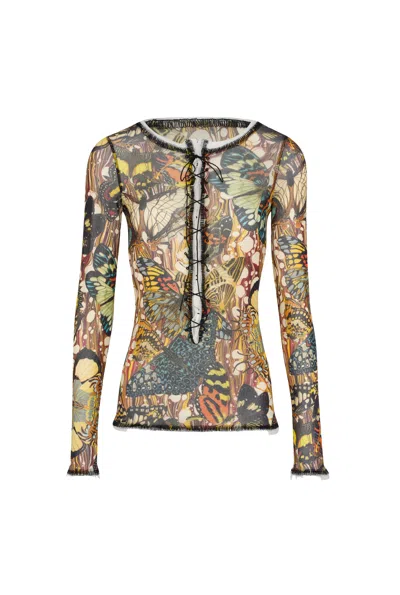 Jean Paul Gaultier The Yellow Butterfly Top Woman Multicolor In Polyamide In Multicolour