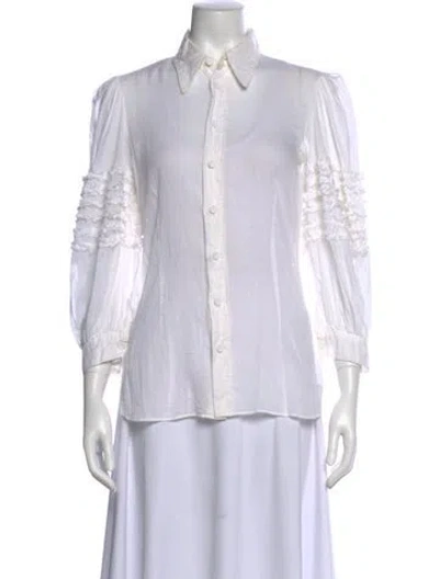 Pre-owned Jean Paul Gaultier Three-quarter Sleeve Blouse In White