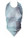 Jean Paul Gaultier Tie-back Abstract Print Top In Blue