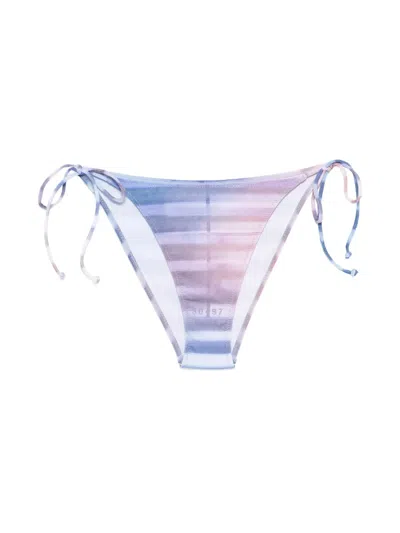 Jean Paul Gaultier Tie-side Striped Bikini Bottom In Blue