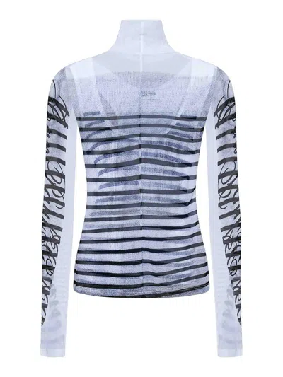 JEAN PAUL GAULTIER THE MARINIRE WHITE AND BLUE TULLE TOP