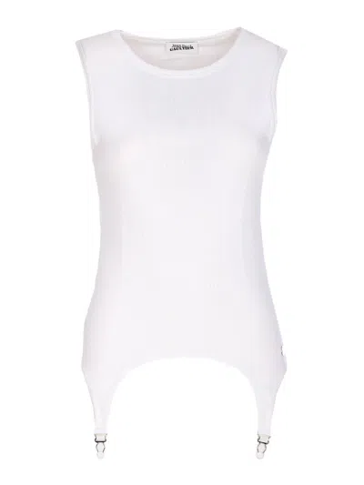 Jean Paul Gaultier Lingerie Garter Tank Top In White