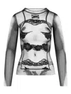 Jean Paul Gaultier Body Lace Mariniere Top In Gray