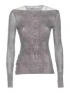Jean Paul Gaultier Women Body Shadow And Prince Of Wales Print Mesh Top In Gray