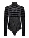 Jean Paul Gaultier Drapped Mesh Body With Flock Gaultier And Mariniere In Black