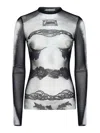 Jean Paul Gaultier Fitted Top With Graphic Lace Design In Black