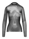 Jean Paul Gaultier Sheer Long-sleeved Top With Fitted Silhouette In Gray