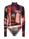 Jean Paul Gaultier The Velvet Pigalle High-neck Bodysuit In Red
