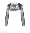 Jean Paul Gaultier Cropped Graphic Print Mesh Top
