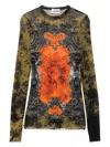Jean Paul Gaultier Graphic Print Sheer Fabric Tops In Black