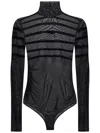 Jean Paul Gaultier Drapped Mesh Body With Flock Gaultier And Mariniere In Black