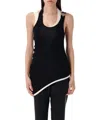 Jean Paul Gaultier Asymmetric Layered Buckled Ribbed Cotton-jersey Tank In Black