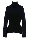 Jean Paul Gaultier Ribbed Merino Wool Turtleneck Sweater In Black