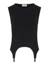 Jean Paul Gaultier Cotton Ribbed Tank Top With Lingerie Garter Clothing In Black