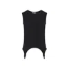 Jean Paul Gaultier Cotton Ribbed Tank Top With Lingerie Garter Clothing In Black