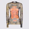 Jean Paul Gaultier Women Medaillon Print Mesh Long Sleeves Top In Multi