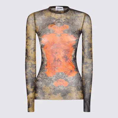 Jean Paul Gaultier Top Black/khaki/orange In Multi