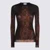 Jean Paul Gaultier Sheer Tulle Wood Top In Brown